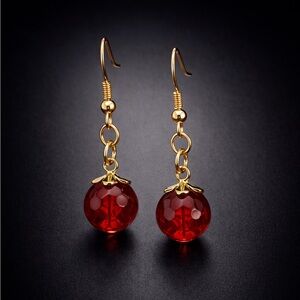 Elegant Red Cherry Drop Earrings‎